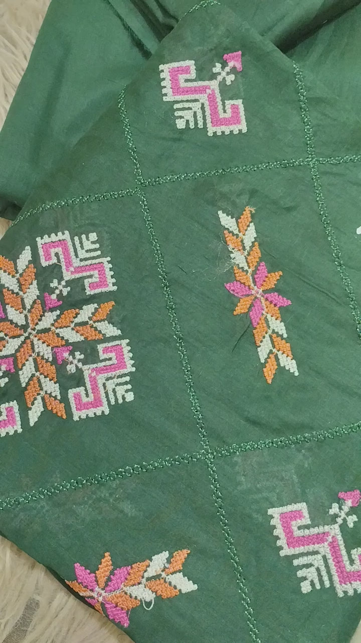 2pc embroidered bottle green