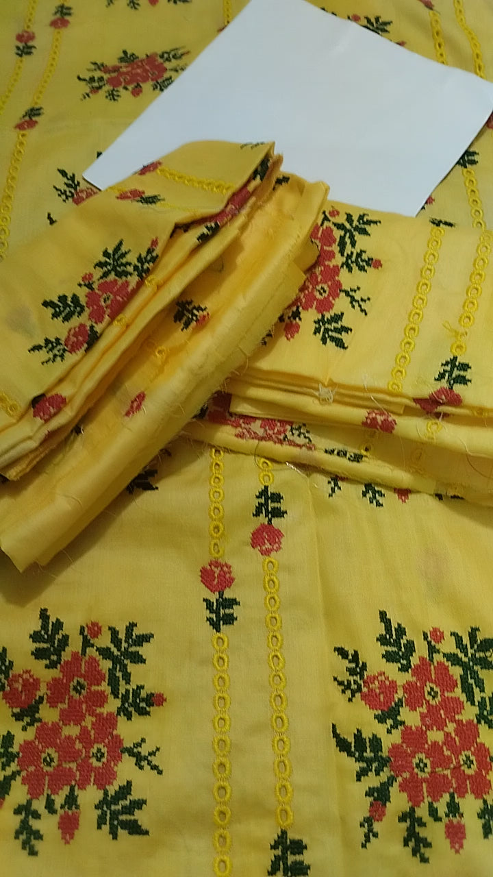 Embroidered lemon lawn_2pc