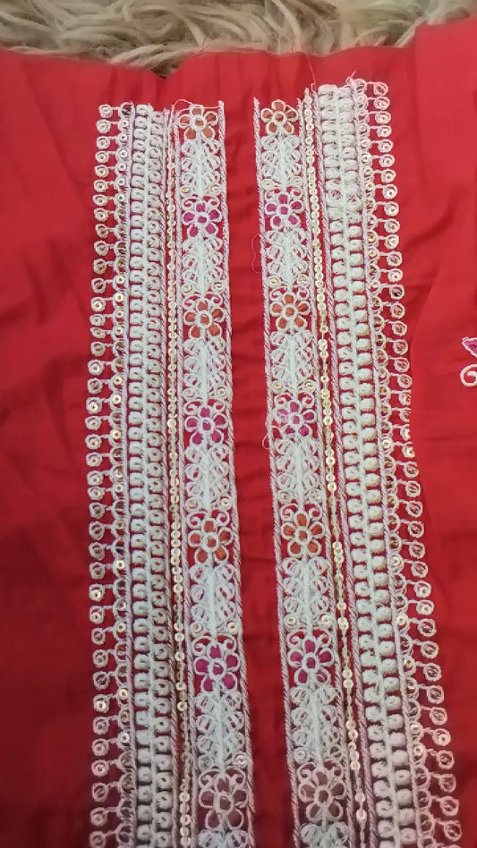 Embroidered red lawn_3pc