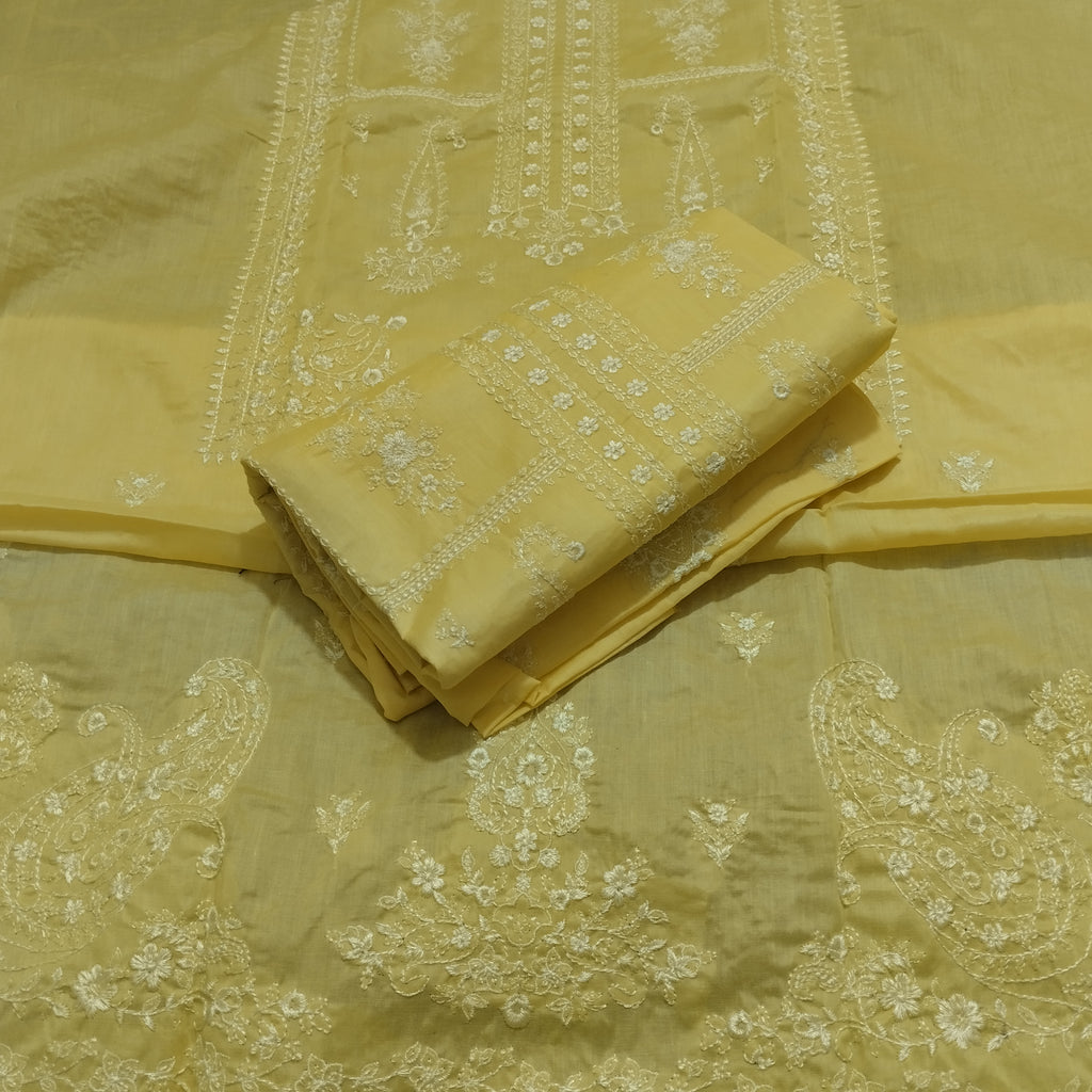 Embroidered lemon lawn_3pc