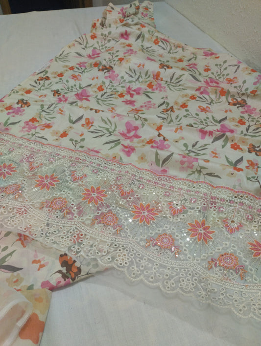 Crimson Premium Lawn 3PC - luxury Chiffon Dupatta"