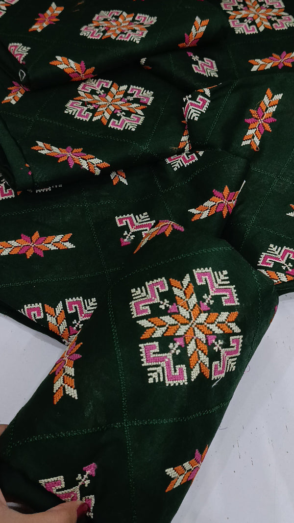 2pc embroidered bottle green