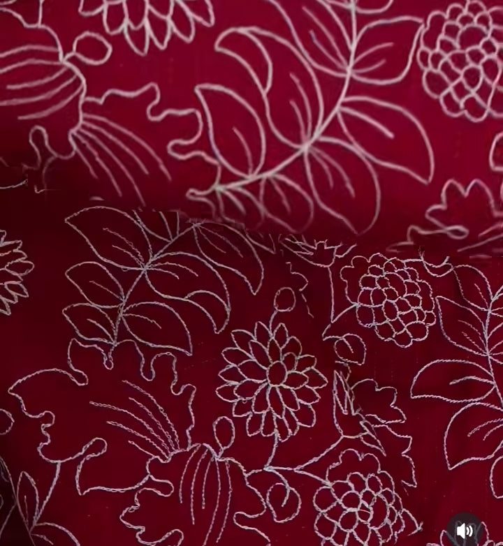 Embroidered red lawn_2pc