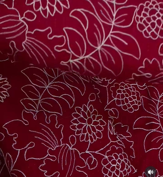 Embroidered red lawn_2pc